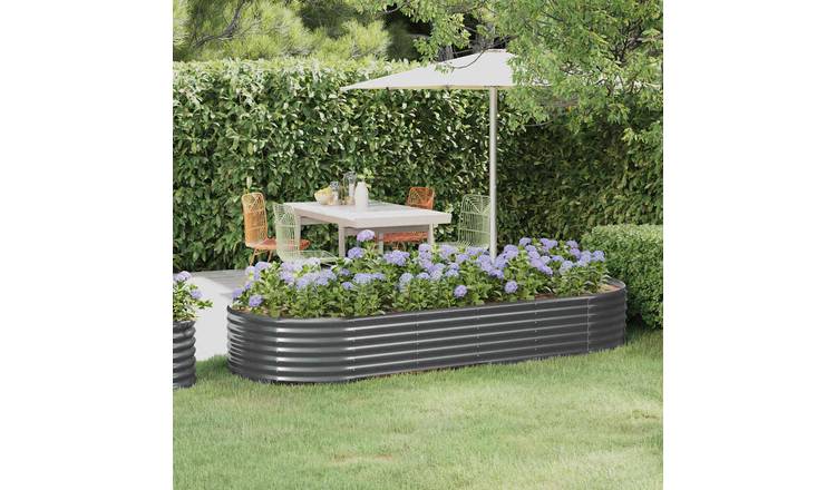 Walplus Galvanised Steel Raised Garden Bed - Anthracite - 249 x 100 x 36 cm