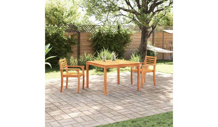 Walplus 3 Piece Garden Dining Set Slim Design - Brown - 110 x 110 x 75 cm