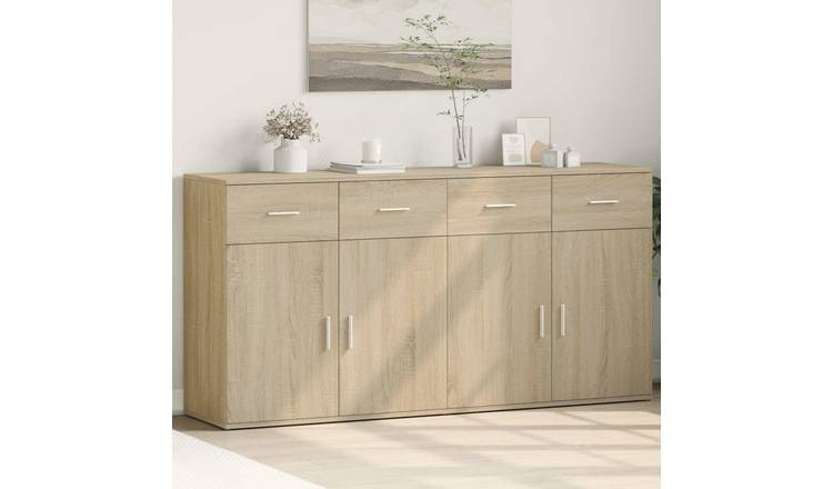 Walplus Pack of 2 Engineered Wood Sideboard - Sonoma Oak - 79 x 38 x 80 cm