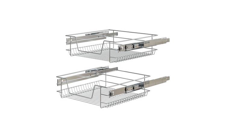 Living and Home 2Pcs Metal Sliding Kitchen Cabinet Wire Organiser