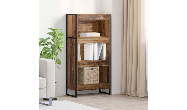 Walplus Engineered Wood Book Cabinet - Dark Wood - 60 x 30 x 121 cm