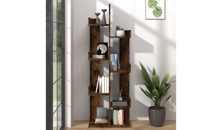 Walplus Engineered Wood Book Cabinet - Dark Oak - 48 x 25.5 x 140 cm