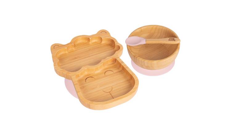 Tiny Dining 3pc Llama Bamboo Suction Dinner Set - Pastel Pink