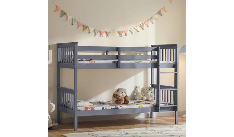 Vida Designs Milan Sinlge Bunk Bed With Foam Mattresses - Grey