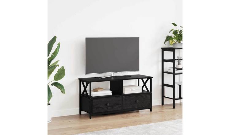 Walplus Engineered Wood TV Cabinet - Black Oak - 90 x 33 x 45 cm