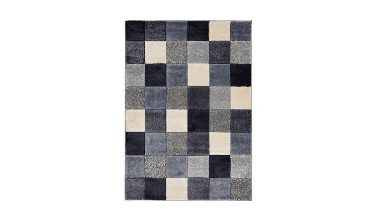 Mega Flooring Blue Modern Geometric Rug - 80 x 150cm