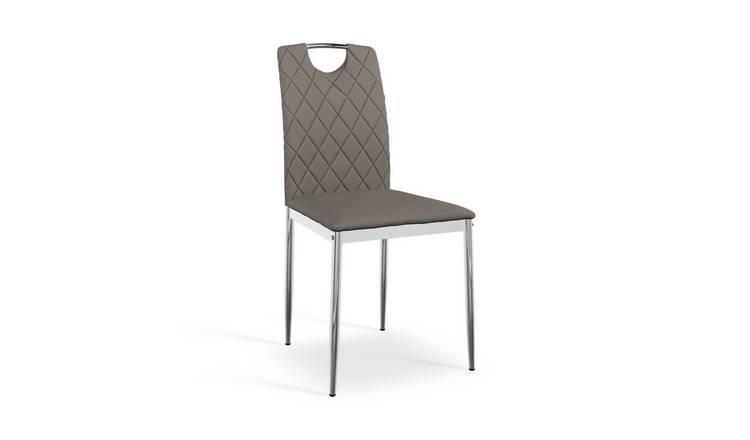 Furniture Online Monza Chrome Legs Set Of 2 Faux Leather Dining Chair – Grey