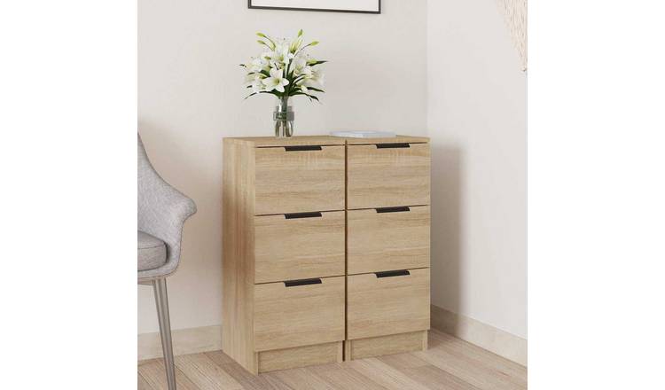 Walplus Pack of 2 Wood Sideboard Open Shelf - Sonoma Oak - 30 x 30 x 70 cm