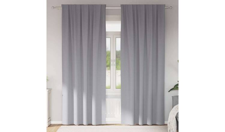 Walplus Set of 2 Ring Top Blackout Curtains - Light Grey - 245 x 140 cm