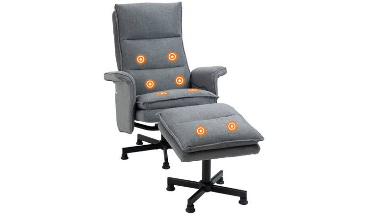 HOMCOM Swivel Massage Recliner Armchair with Remote Control - Grey