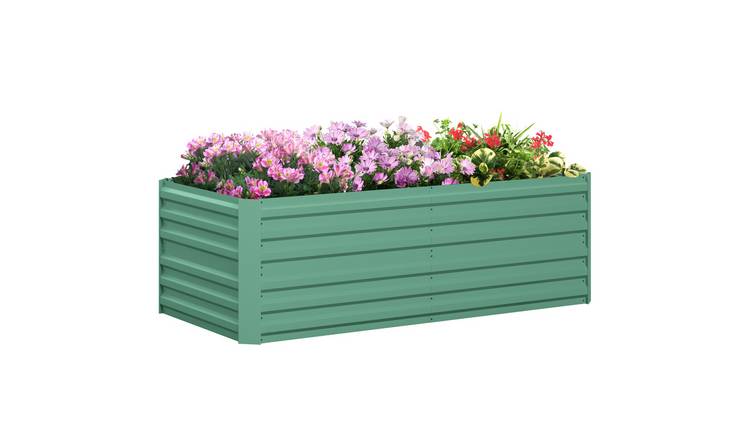 Outsunny Galvanised Steel Outdoor Planters - Green