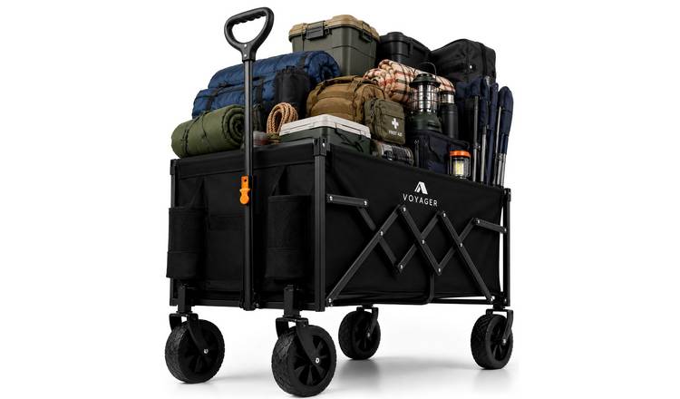 Voyager 120L Lightweight Folding Camping Wagon - Black