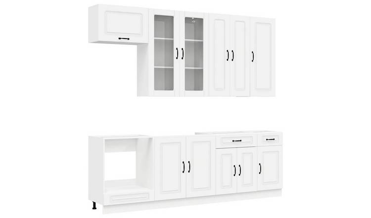 Walplus 8 Piece Engineered Wood Kitchen Unit Set - White