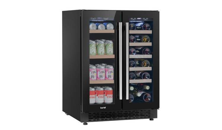 Baridi 40 Bottle and 120 Can Dual Zone Wine and Drinks Fridge - Black