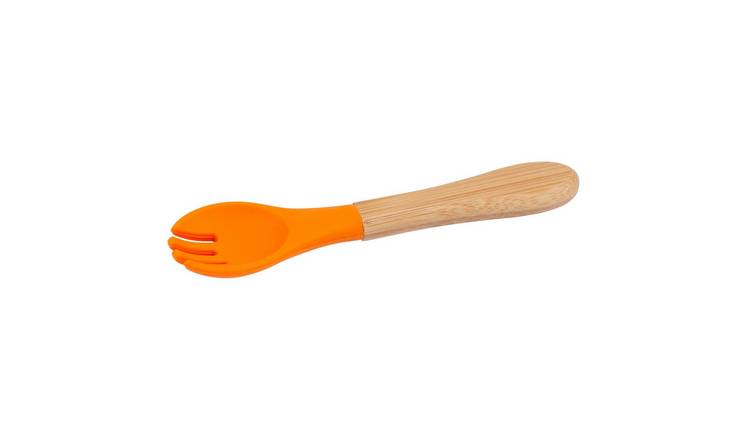 Tiny Dining Bamboo Baby Weaning Fork with Silicone Tip - Orange