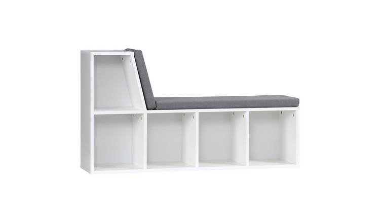 HOMCOM Storage Bookcase with Cushioned Reading Seat - White