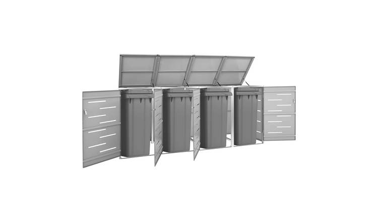 Walplus Quadruple Wheelie Bin Store - Grey - 276.5 x 77.5 x 112.5 cm