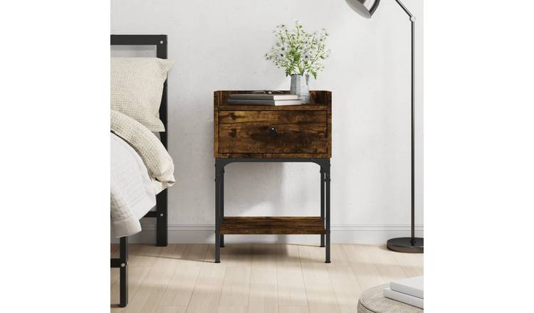 Walplus Engineered Wood Bedside Table - Dark Oak - 40.5 x 31 x 60 cm