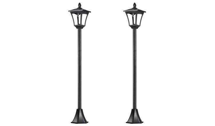 Outsunny 2 Solar Sensor LED Post Lamp – Black