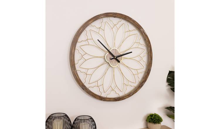 Charles Bentley Ullswater Indoor Outdoor Round 60cm Skeleton Wall Clock - Brown