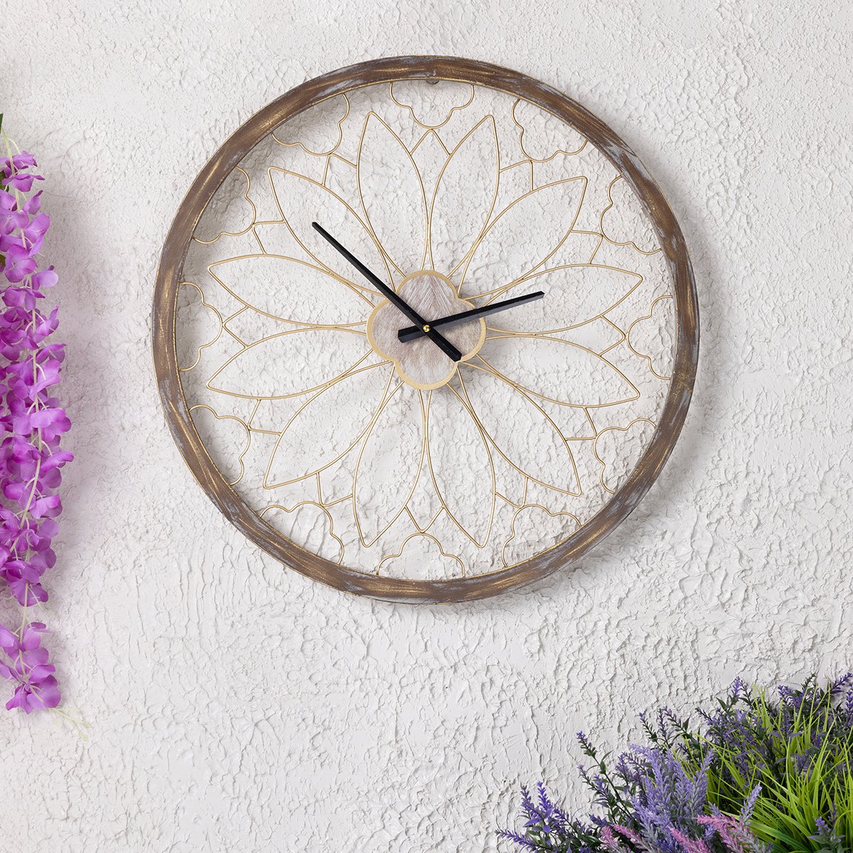Charles Bentley Ullswater Indoor Outdoor Round 60cm Skeleton Wall Clock - Brown - Image 3