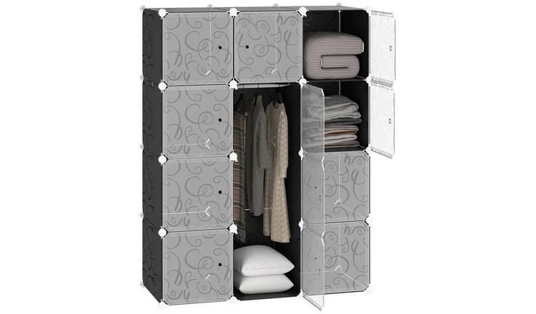 HOMCOM 12 Closet Cube Modular Storage Cabinet - White and Black