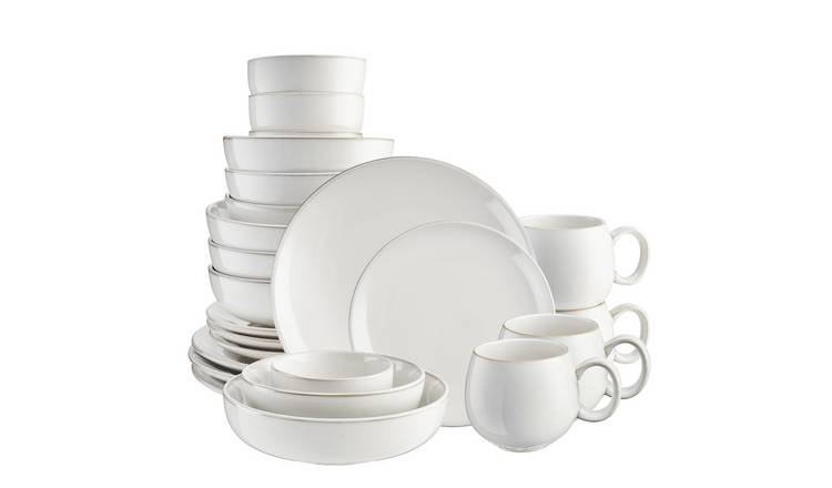 Cooks Professional 24 Piece Nordic Stoneware Dinnerware Set - White