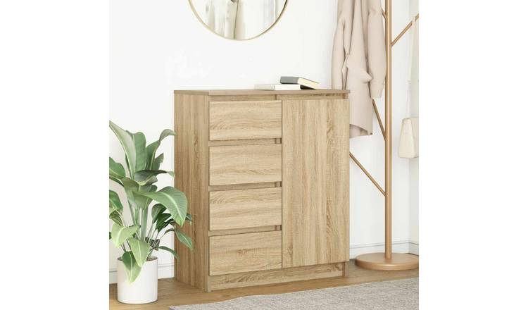 Walplus Engineered Wood Drawer Sideboard - Light Oak - 71 x 35 x 84 cm