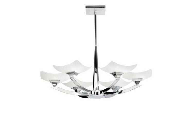 Loops Direct Steel and Glass Semi Flush Ceiling Light - Chrome and Scavo Glass