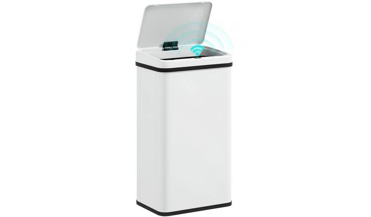 HOMCOM 50L Stainless Steel Sensor Kitchen Bin - White