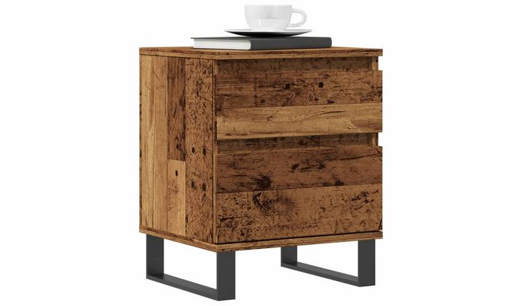 Walplus 1 Drawer Engineered Wood Bedside Cabinet - Dark Wood - 40 x 35 x 50 cm