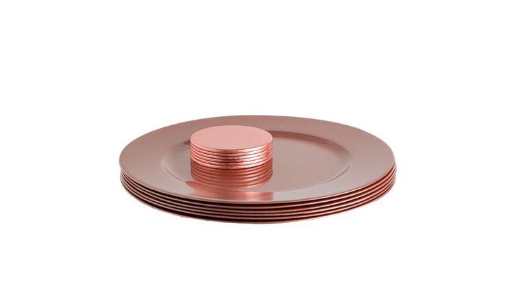 Argon Tableware 12 Piece Metallic Charger Plates Set - Rose Gold