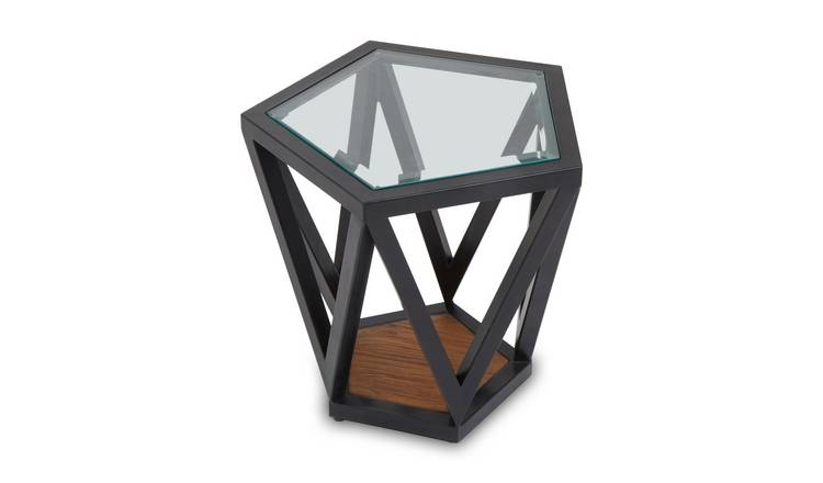 Orsina Cibo Hexagon Glass Side Table – Clear & Black