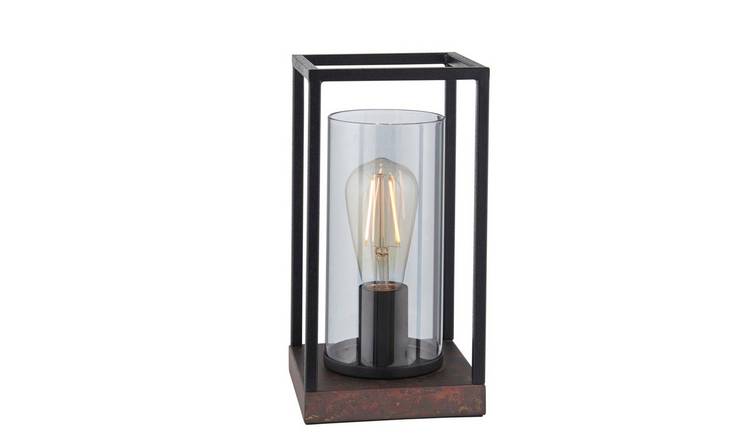 Loops Direct Steel and Glass Table Lamp - Black and Bronze Patina