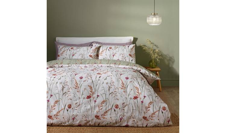 Catherine Lansfield Brushed Grasmere Floral Duvet Cover Set - Double - Green