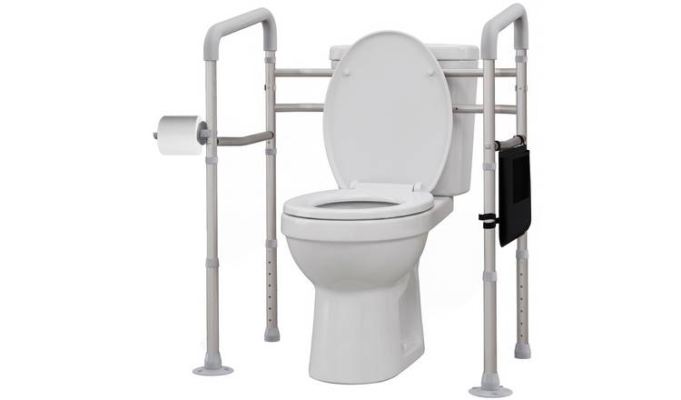 HOMCOM 136kg Adjustable Aluminium Freestanding Toilet Frame – Silver
