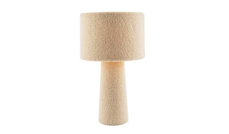 Happy Homewares Cream Wool Base and Inner Lining Table Lamp - 28cm
