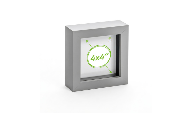 Nicola Spring 3D Box Photo Frame - 4 x 4" - Grey