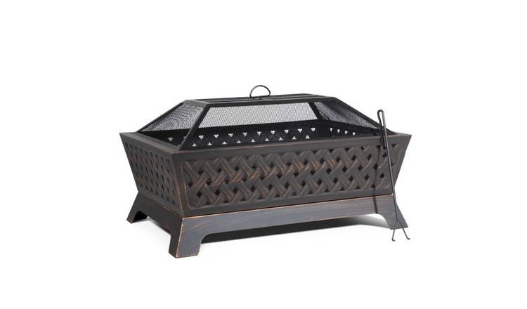 Dellonda Steel Rectangular Outdoor Fire Pit - Antique Bronze