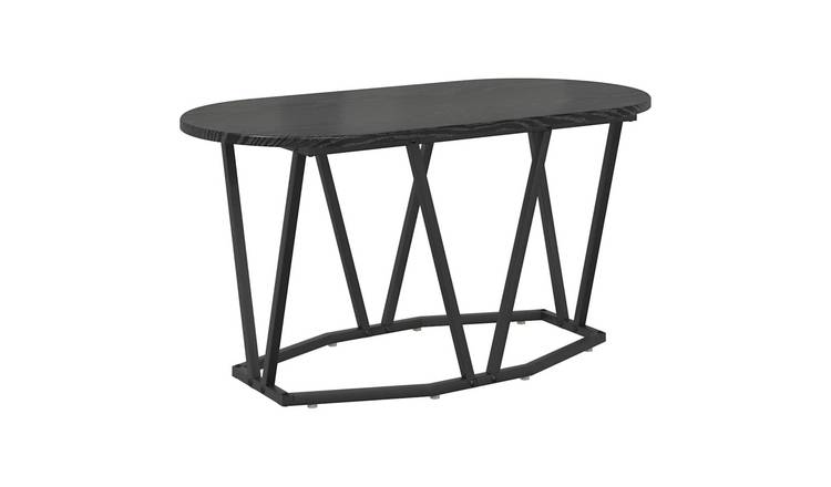 Walplus Engineered Wood and Metal Coffee Table - Black Oak - 80 x 40 x 40.5 cm