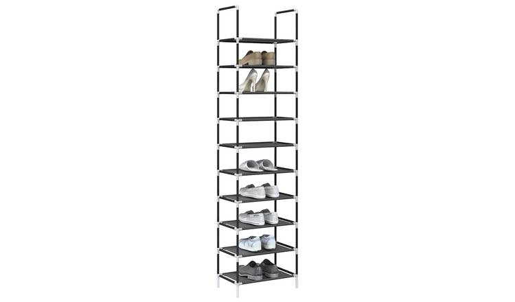 Walplus Steel Shoe Rack - Black - 44 x 28 x 180 cm