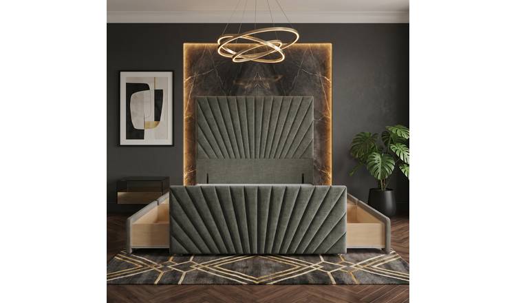 Somnior Linen King 4 Drawer Divan Bed with Footboard & Headboard - Charcoal