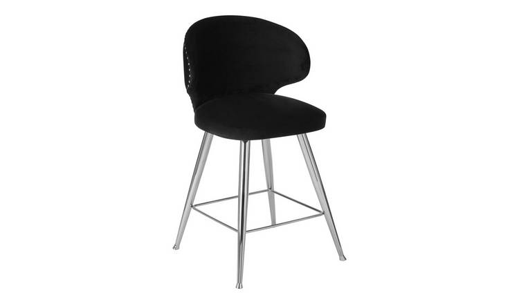 Orsina Piermount Velvet Bar Stool - Black