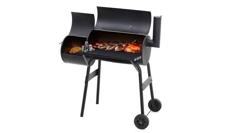 Living and Home Portable Outdoor Charcoal BBQ with Offset Smoker