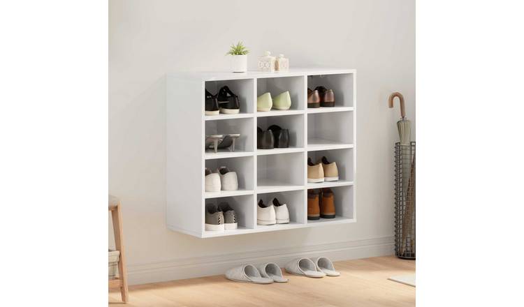 Walplus Engineered Wood Shoe Cabinet - White - 77.5 x 30 x 67 cm