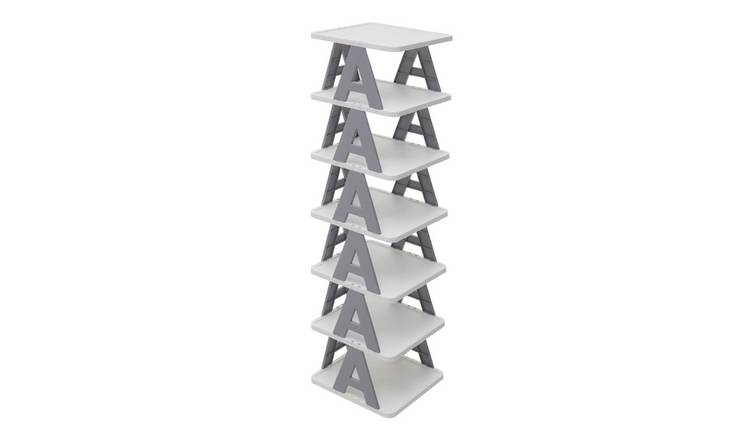 Living and Home 4 Tier Stackable Shoe Rack - Black