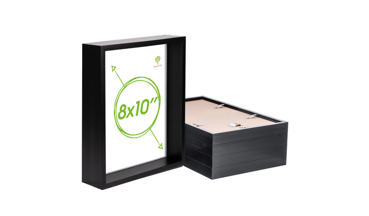 Nicola Spring 8" x 10" Black 3D Deep Box Photo Frame - Set of 5