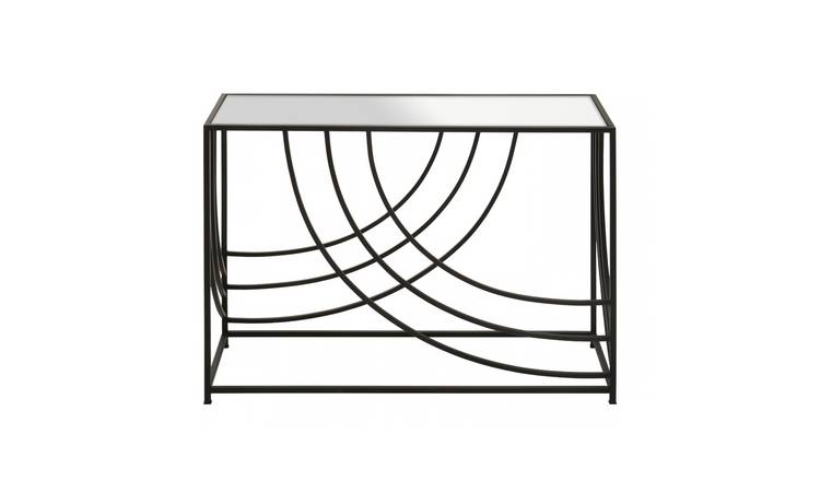 Orsina Logan Mirror Top Console Table – Black