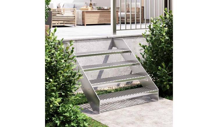 Walplus Press Locked Galvanised Steel Grate Step - Silver - 90 x 24 cm