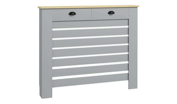 HOMCOM MDF Slatted Grill Painted Horizontal Slatted Grill - Grey